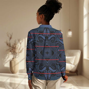 Basotho Blanket Women Casual Shirt Lesotho Motlatsi Seanamarena Heritage - Blue - African Pride