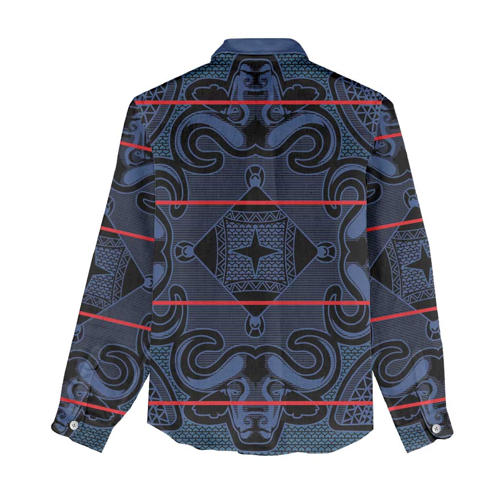 Basotho Blanket Women Casual Shirt Lesotho Motlatsi Seanamarena Heritage - Blue - African Pride