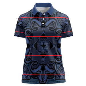 Basotho Blanket Women Polo Shirt Lesotho Motlatsi Seanamarena Heritage - Blue - African Pride