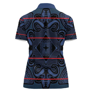 Basotho Blanket Women Polo Shirt Lesotho Motlatsi Seanamarena Heritage - Blue - African Pride