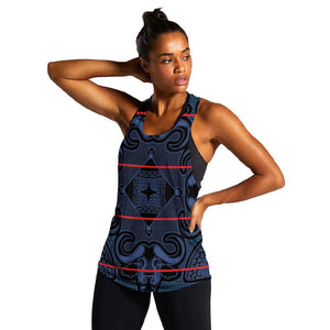 Basotho Blanket Women Racerback Tank Lesotho Motlatsi Seanamarena Heritage - Blue - African Pride