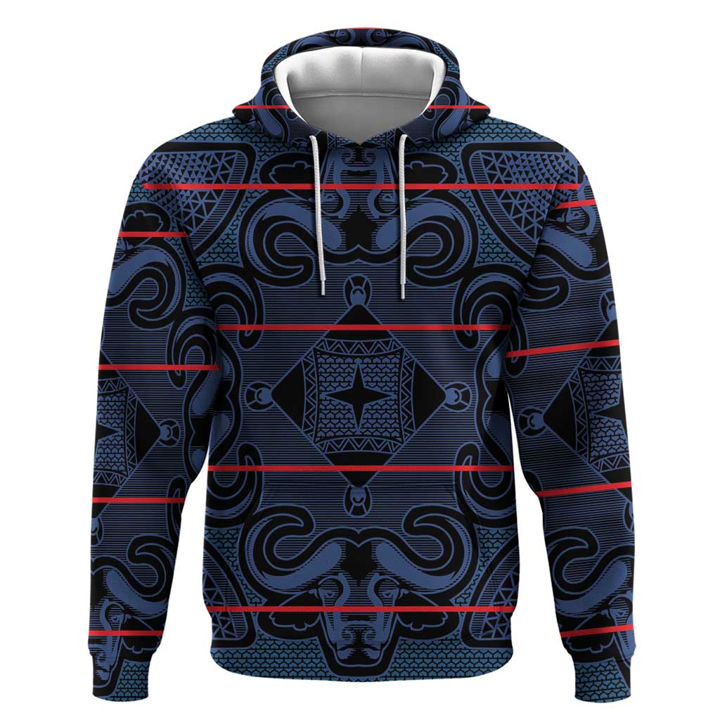 Basotho Blanket Zip Hoodie Lesotho Motlatsi Seanamarena Heritage - Blue - African Pride