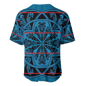 Basotho Blanket Baseball Jersey Lesotho Kharetsa Seanamarena Heritage - Blue - African Pride