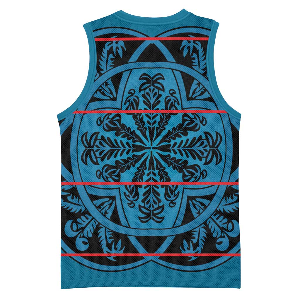 Basotho Blanket Basketball Jersey Lesotho Kharetsa Seanamarena Heritage - Blue - African Pride