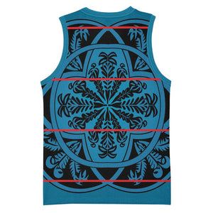 Basotho Blanket Basketball Jersey Lesotho Kharetsa Seanamarena Heritage - Blue - African Pride