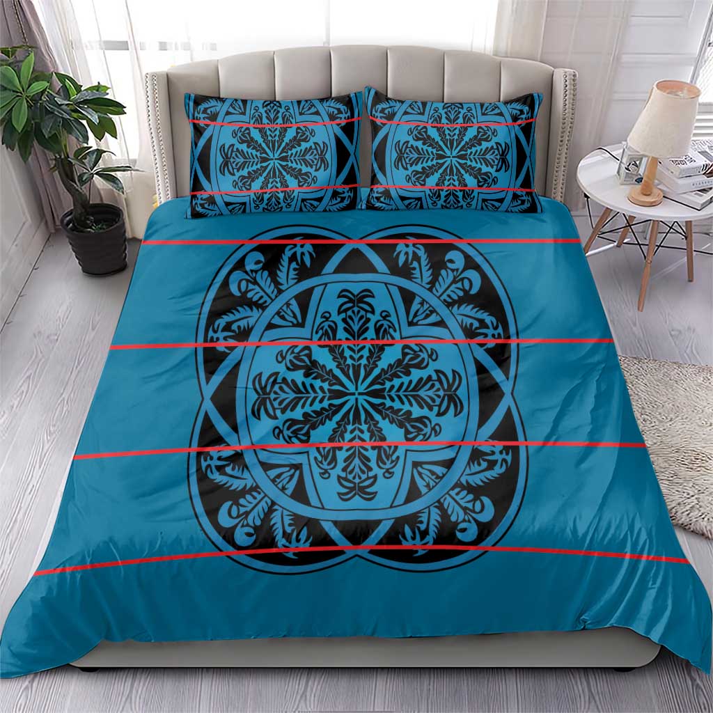 Basotho Blanket Bedding Set Lesotho Kharetsa Seanamarena Heritage - Blue - African Pride