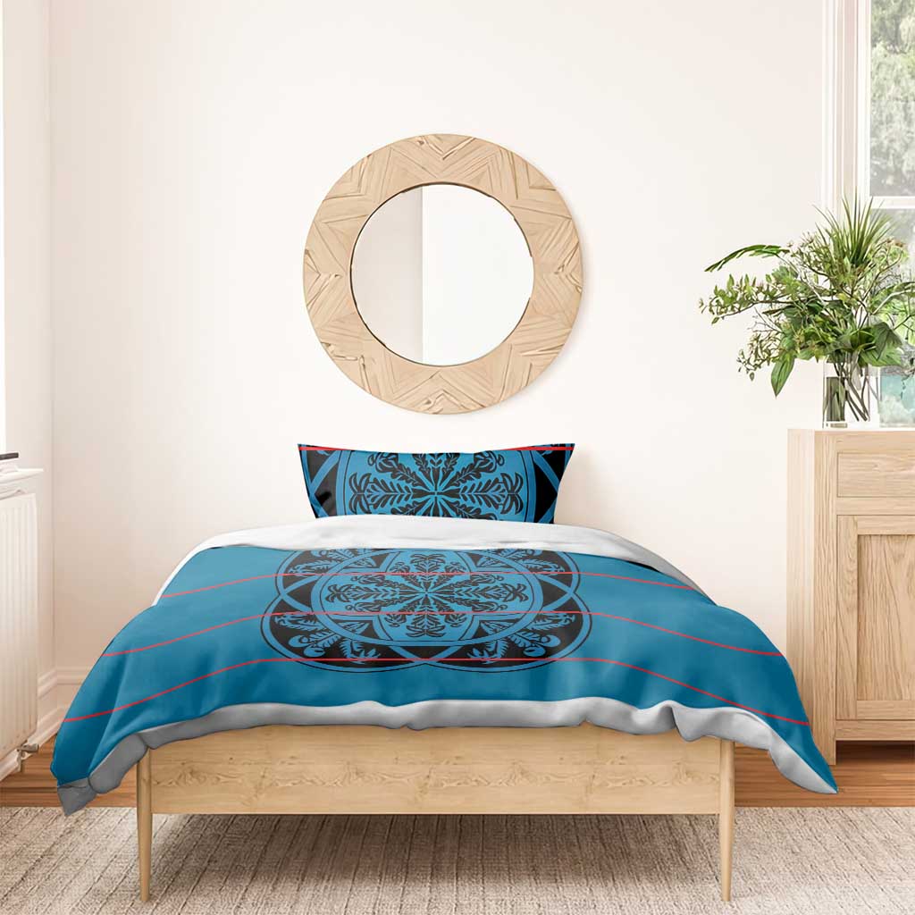 Basotho Blanket Bedding Set Lesotho Kharetsa Seanamarena Heritage - Blue - African Pride