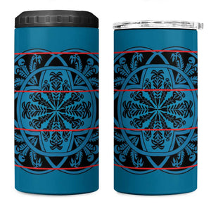 Basotho Blanket 4 in 1 Can Cooler Tumbler Lesotho Kharetsa Seanamarena Heritage - Blue - African Pride