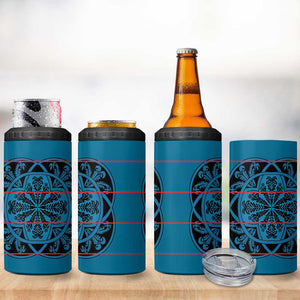 Basotho Blanket 4 in 1 Can Cooler Tumbler Lesotho Kharetsa Seanamarena Heritage - Blue - African Pride