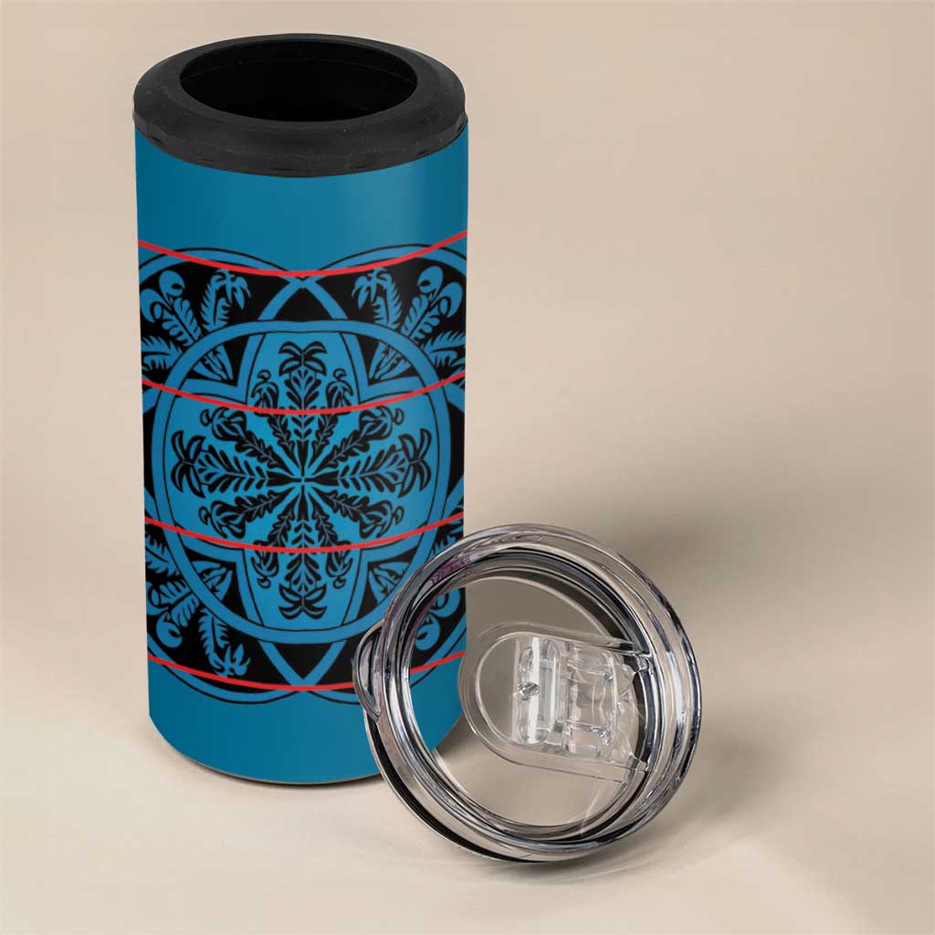 Basotho Blanket 4 in 1 Can Cooler Tumbler Lesotho Kharetsa Seanamarena Heritage - Blue - African Pride