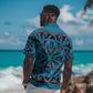 Basotho Blanket Hawaiian Shirt Lesotho Kharetsa Seanamarena Heritage - Blue - African Pride