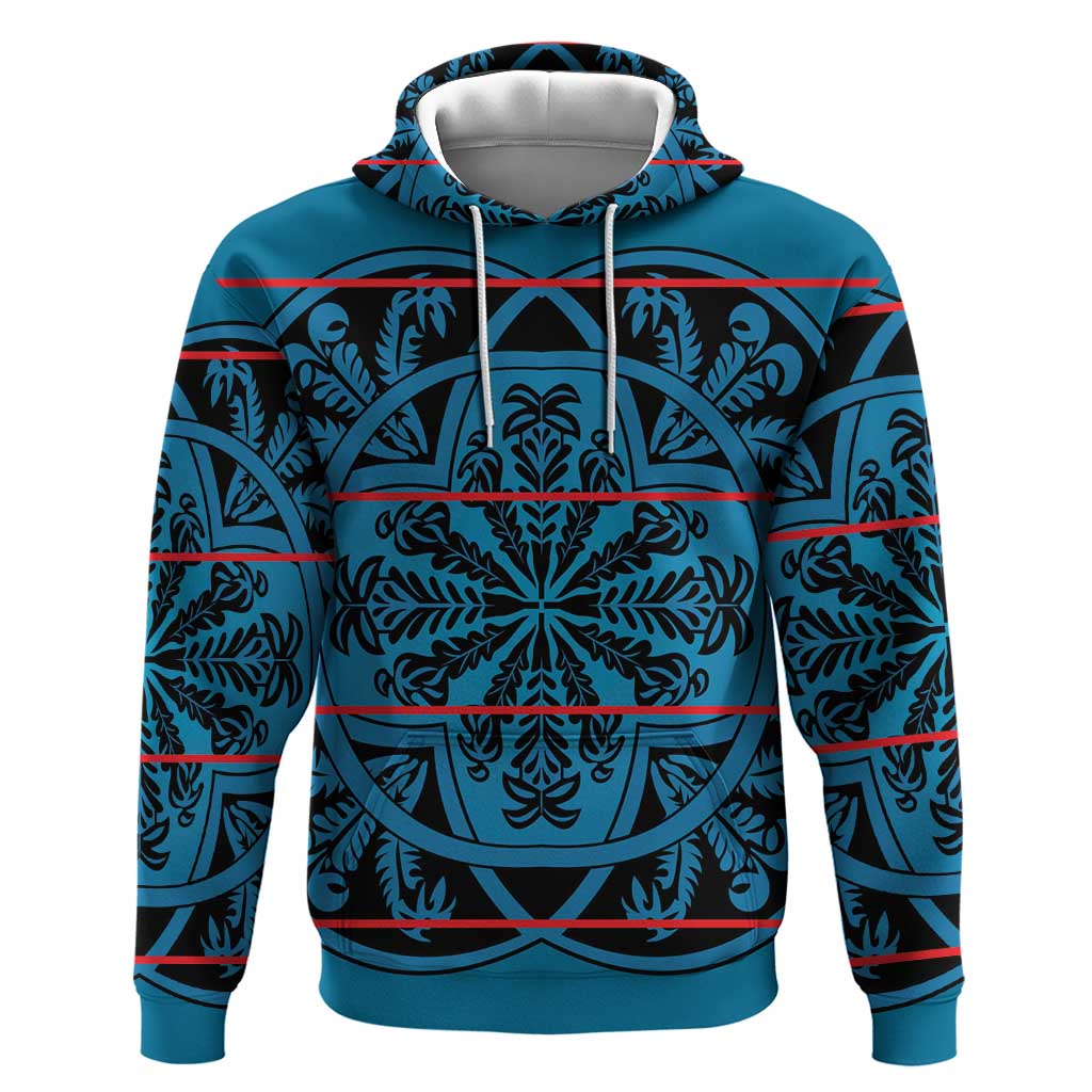 Basotho Blanket Hoodie Lesotho Kharetsa Seanamarena Heritage - Blue - African Pride