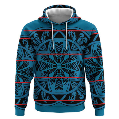 Basotho Blanket Hoodie Lesotho Kharetsa Seanamarena Heritage - Blue - African Pride