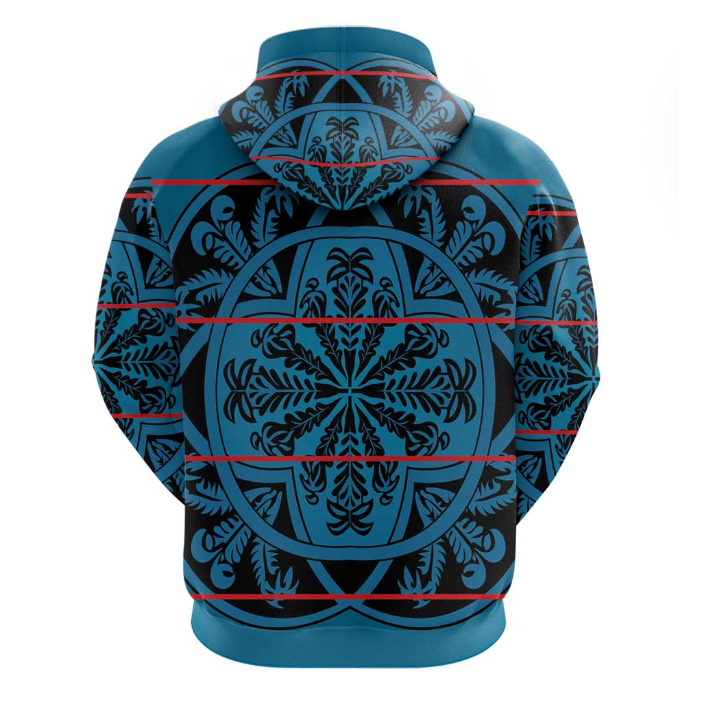 Basotho Blanket Hoodie Lesotho Kharetsa Seanamarena Heritage - Blue - African Pride