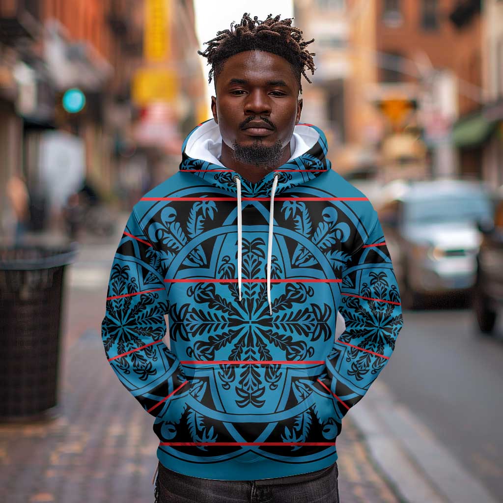 Basotho Blanket Hoodie Lesotho Kharetsa Seanamarena Heritage - Blue - African Pride