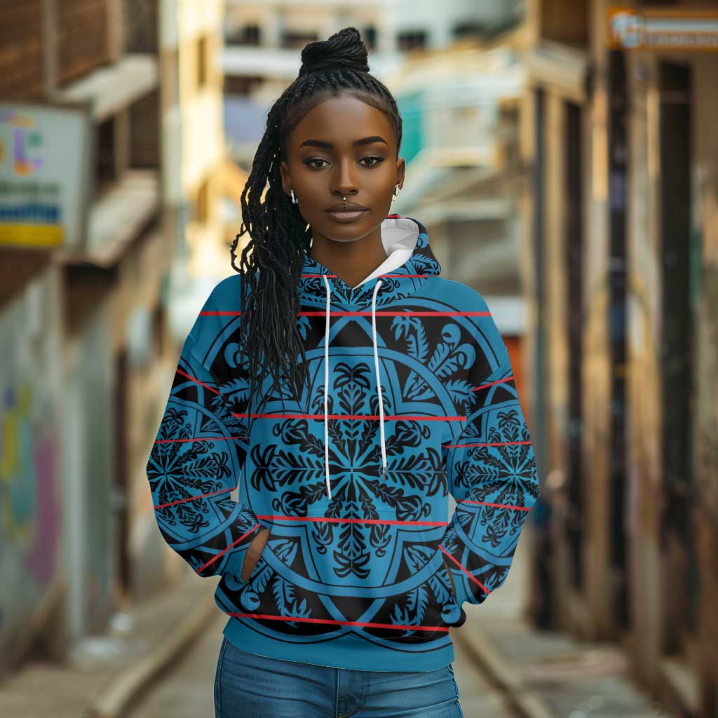 Basotho Blanket Hoodie Lesotho Kharetsa Seanamarena Heritage - Blue - African Pride