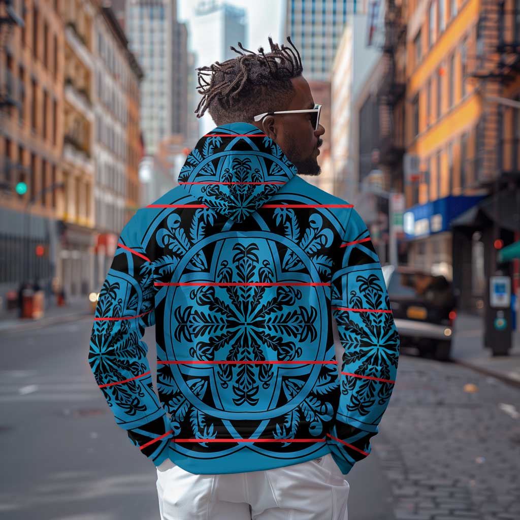 Basotho Blanket Hoodie Lesotho Kharetsa Seanamarena Heritage - Blue - African Pride