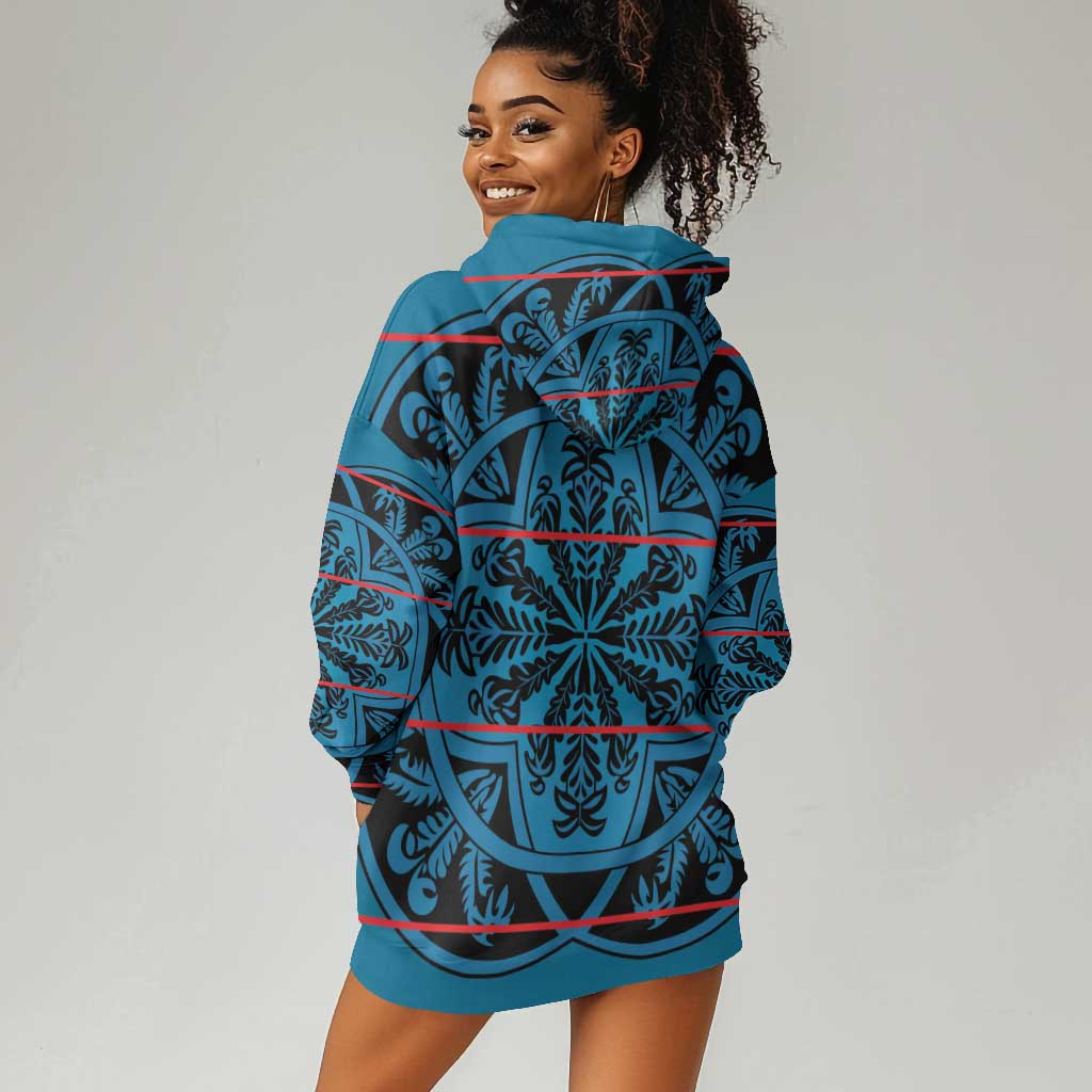 Basotho Blanket Hoodie Dress Lesotho Kharetsa Seanamarena Heritage - Blue - African Pride