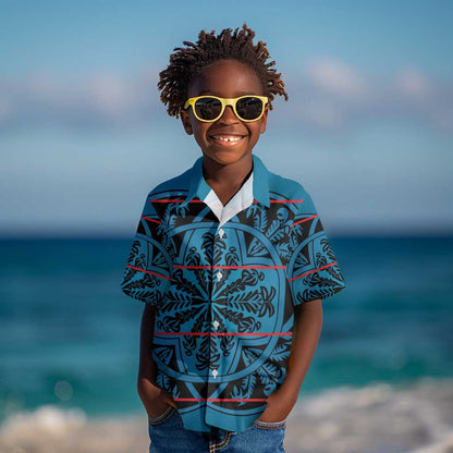 Basotho Blanket Kid Hawaiian Shirt Lesotho Kharetsa Seanamarena Heritage - Blue - African Pride