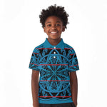 Basotho Blanket Kid Polo Shirt Lesotho Kharetsa Seanamarena Heritage - Blue - African Pride