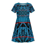 Basotho Blanket Kid Short Sleeve Dress Lesotho Kharetsa Seanamarena Heritage - Blue - African Pride