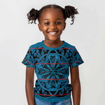 Basotho Blanket Kid T shirt Lesotho Kharetsa Seanamarena Heritage - Blue - African Pride