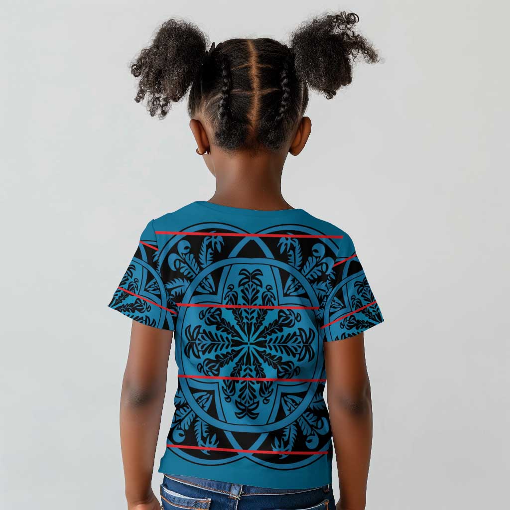 Basotho Blanket Kid T shirt Lesotho Kharetsa Seanamarena Heritage - Blue - African Pride