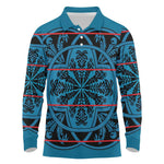 Basotho Blanket Long Sleeve Polo Shirt Lesotho Kharetsa Seanamarena Heritage - Blue - African Pride