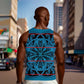 Basotho Blanket Men Tank Top Lesotho Kharetsa Seanamarena Heritage - Blue - African Pride