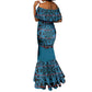 Basotho Blanket Mermaid Dress Lesotho Kharetsa Seanamarena Heritage - Blue - African Pride