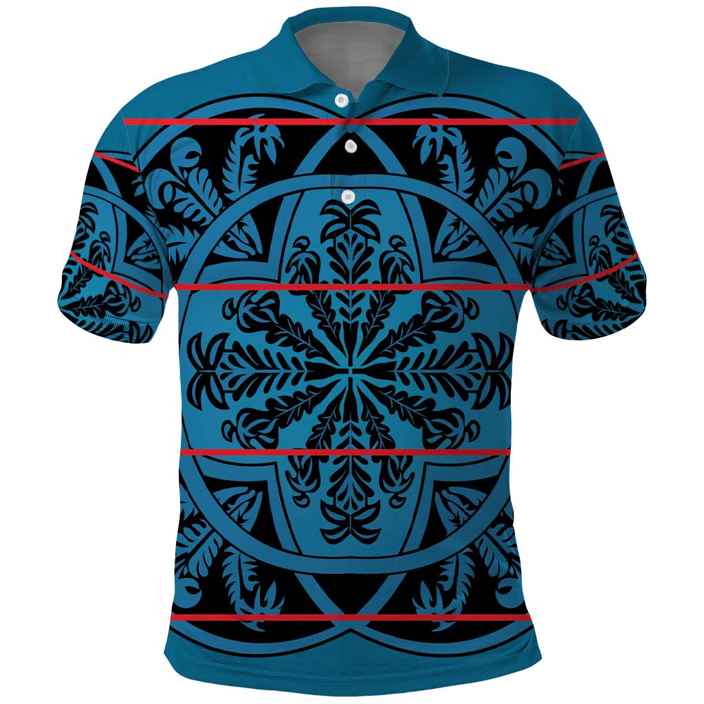 Basotho Blanket Polo Shirt Lesotho Kharetsa Seanamarena Heritage - Blue - African Pride
