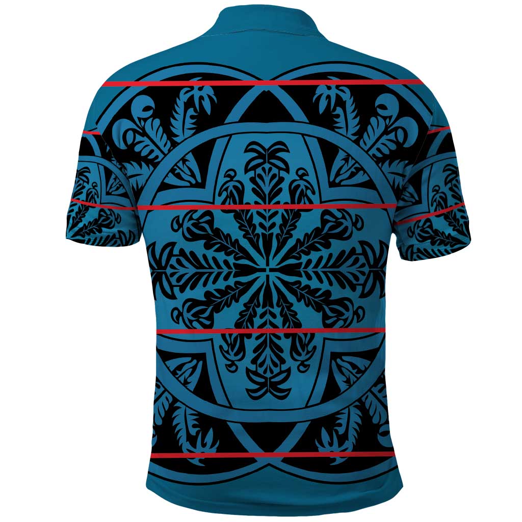 Basotho Blanket Polo Shirt Lesotho Kharetsa Seanamarena Heritage - Blue - African Pride