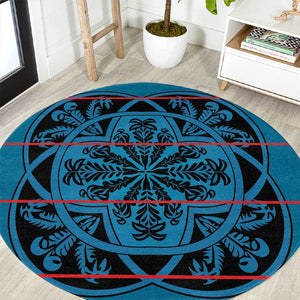Basotho Blanket Round Carpet Lesotho Kharetsa Seanamarena Heritage - Blue - African Pride