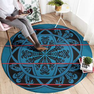Basotho Blanket Round Carpet Lesotho Kharetsa Seanamarena Heritage - Blue - African Pride