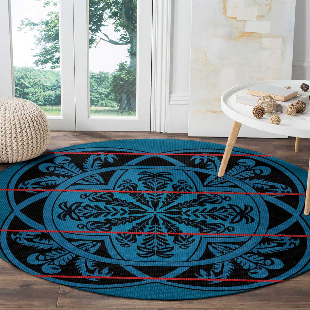 Basotho Blanket Round Carpet Lesotho Kharetsa Seanamarena Heritage - Blue - African Pride