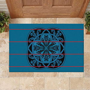 Basotho Blanket Rubber Doormat Lesotho Kharetsa Seanamarena Heritage - Blue - African Pride