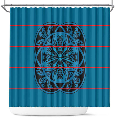 Basotho Blanket Shower Curtain Lesotho Kharetsa Seanamarena Heritage - Blue - African Pride