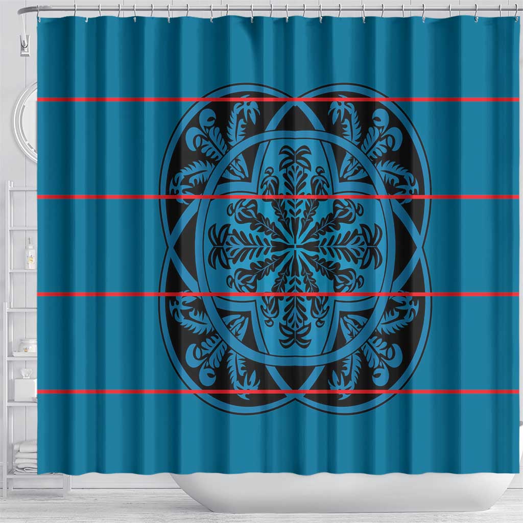 Basotho Blanket Shower Curtain Lesotho Kharetsa Seanamarena Heritage - Blue - African Pride