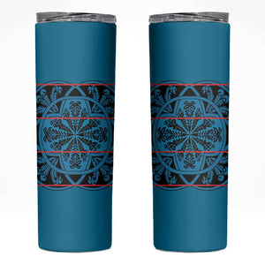 Basotho Blanket Skinny Tumbler Lesotho Kharetsa Seanamarena Heritage - Blue - African Pride