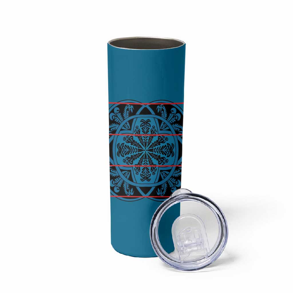 Basotho Blanket Skinny Tumbler Lesotho Kharetsa Seanamarena Heritage - Blue - African Pride