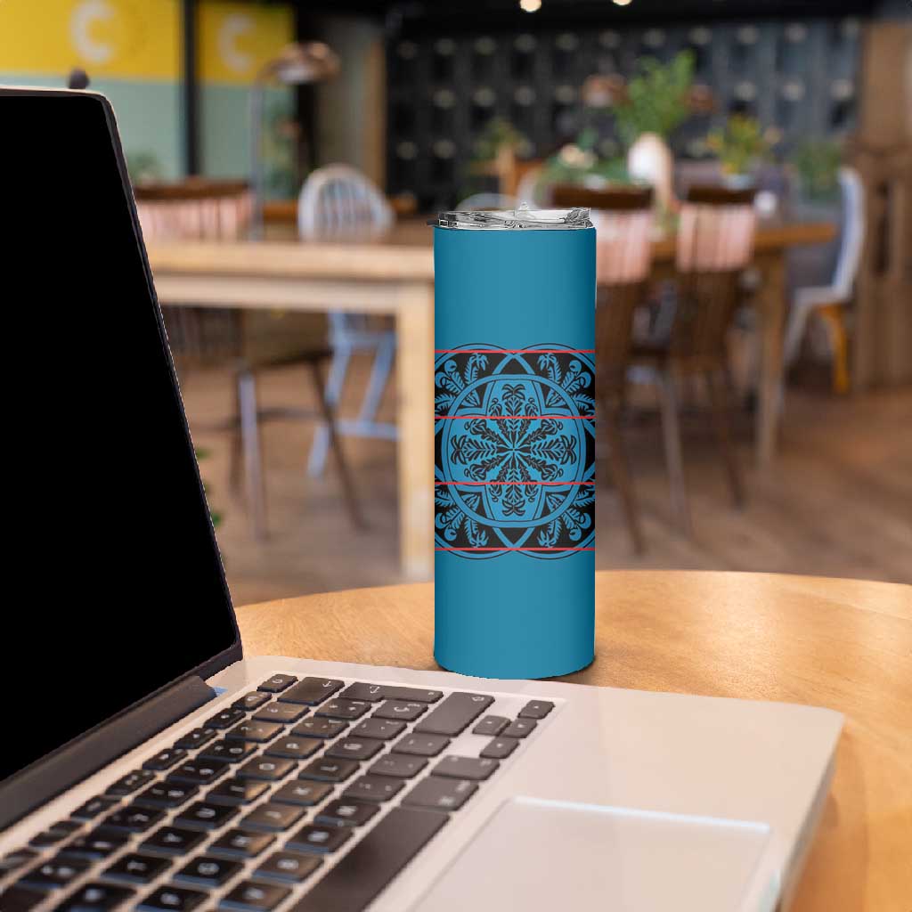 Basotho Blanket Skinny Tumbler Lesotho Kharetsa Seanamarena Heritage - Blue - African Pride