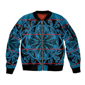 Basotho Blanket Sleeve Zip Bomber Jacket Lesotho Kharetsa Seanamarena Heritage - Blue - African Pride