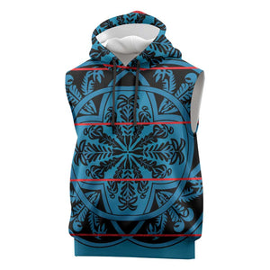 Basotho Blanket Sleeveless Hoodie Lesotho Kharetsa Seanamarena Heritage - Blue - African Pride