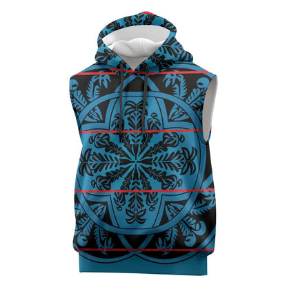Basotho Blanket Sleeveless Hoodie Lesotho Kharetsa Seanamarena Heritage - Blue - African Pride