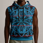 Basotho Blanket Sleeveless Hoodie Lesotho Kharetsa Seanamarena Heritage - Blue - African Pride