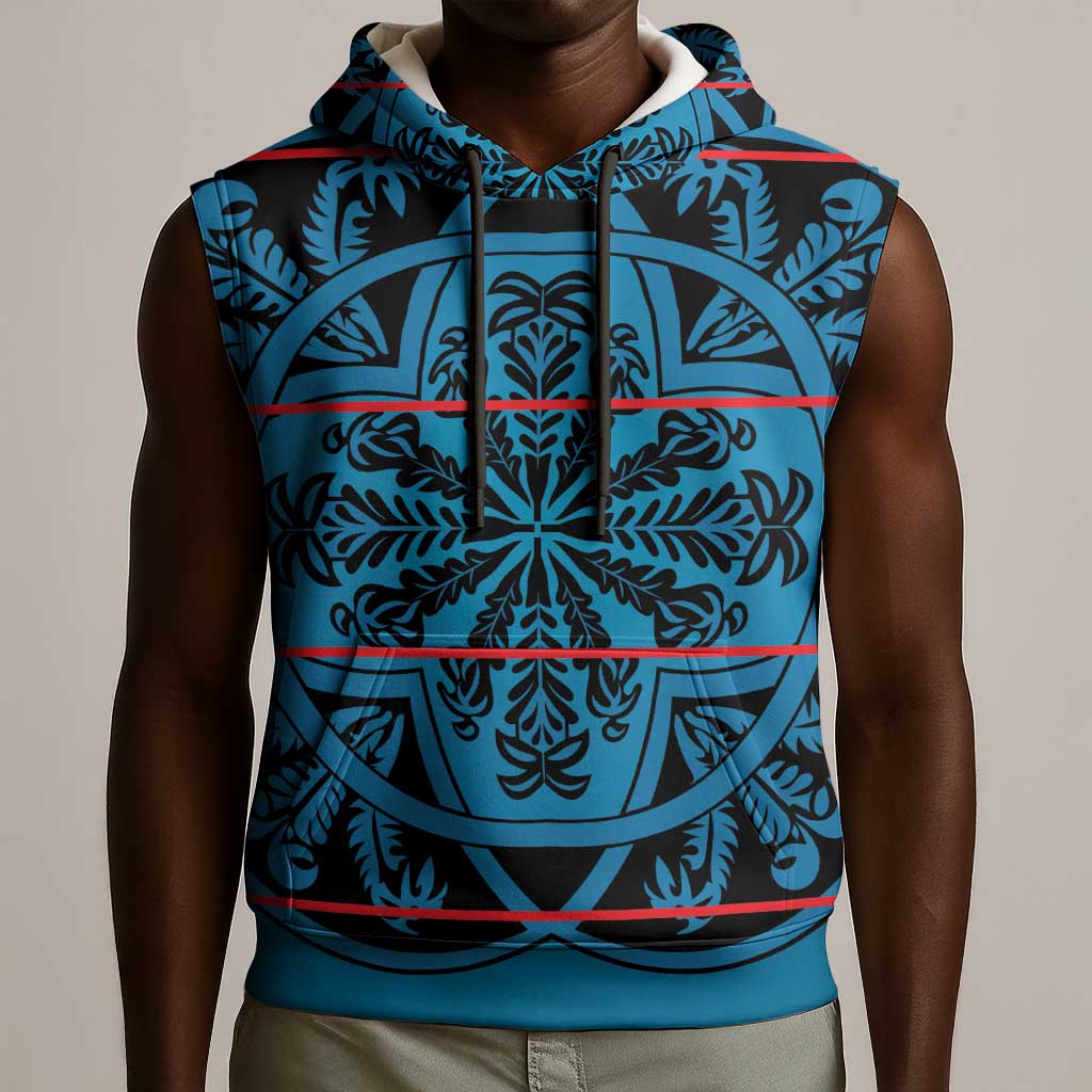 Basotho Blanket Sleeveless Hoodie Lesotho Kharetsa Seanamarena Heritage - Blue - African Pride