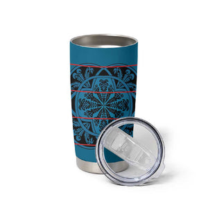 Basotho Blanket Tumbler Cup Lesotho Kharetsa Seanamarena Heritage - Blue - African Pride