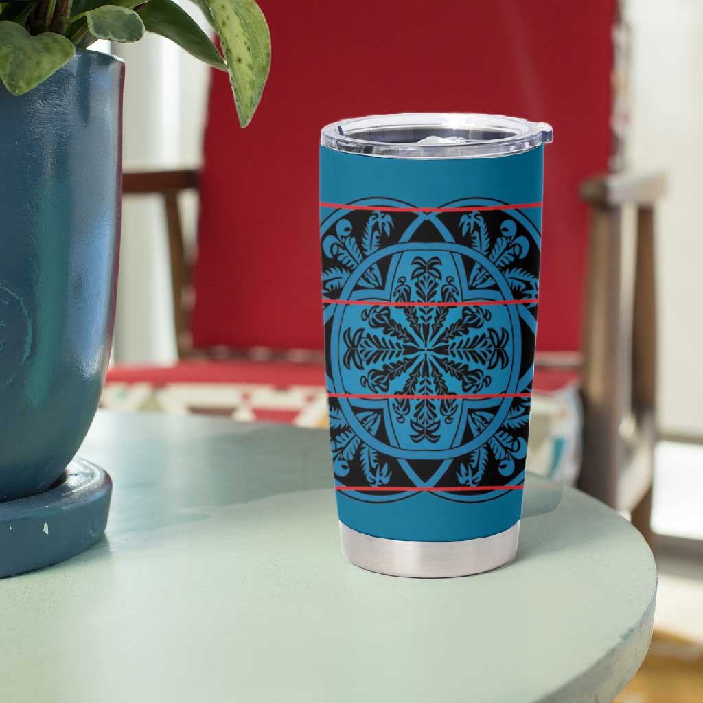 Basotho Blanket Tumbler Cup Lesotho Kharetsa Seanamarena Heritage - Blue - African Pride