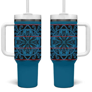 Basotho Blanket Tumbler With Handle Lesotho Kharetsa Seanamarena Heritage - Blue - African Pride