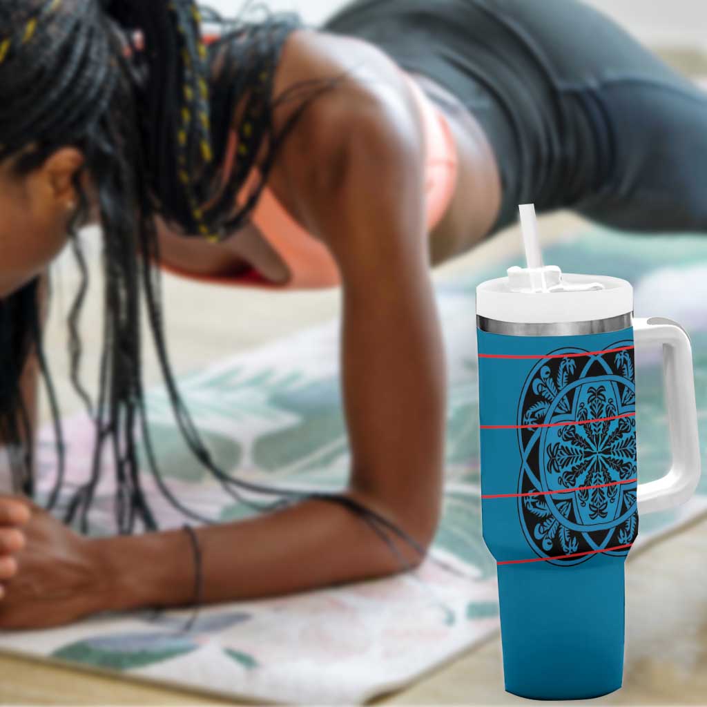 Basotho Blanket Tumbler With Handle Lesotho Kharetsa Seanamarena Heritage - Blue - African Pride